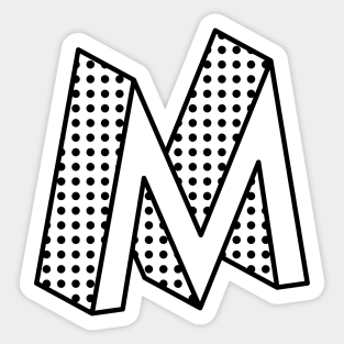 3D Ben Day Dot Isometric Letter M Sticker